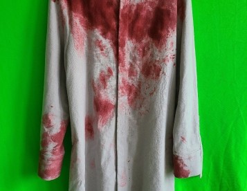 Coat with fake blood