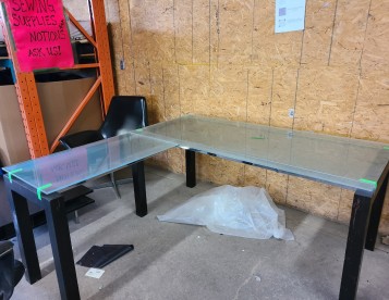 Glass L-Shaped Office Desk