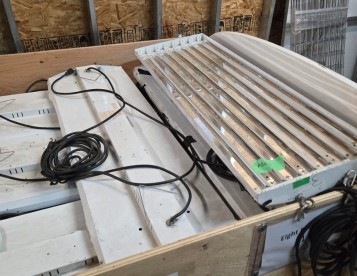 4 foot long fluorescent fixtures, will each take 8 bulbs. $25.00 each  